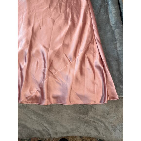 Social Bridesmaids SCARF TIE HIGH-NECK HALTER MAXI SLIP DRESS DESERT ROSE Size L - Picture 7 of 12